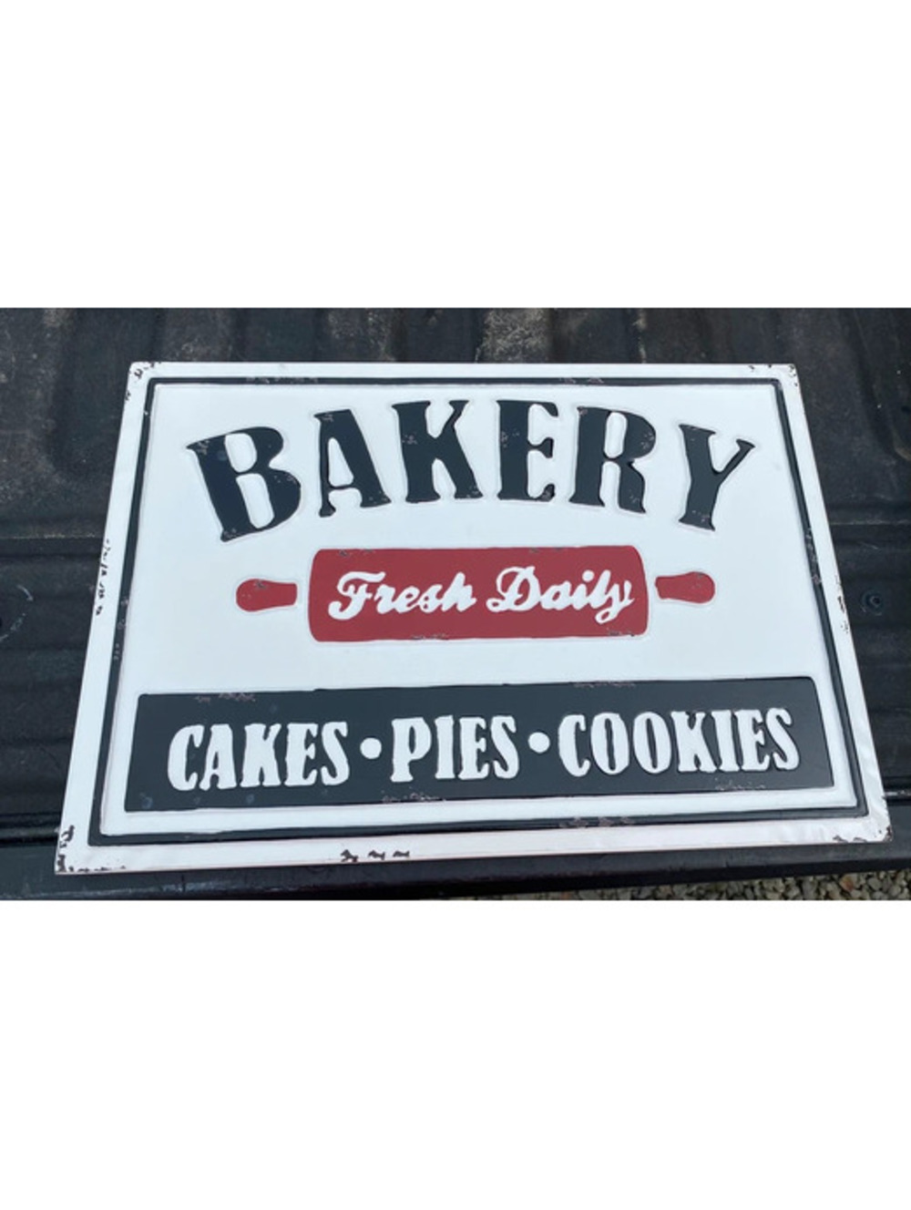 Large Metal Bakery Sign with Hooks ~Pies, Cookies, Pies